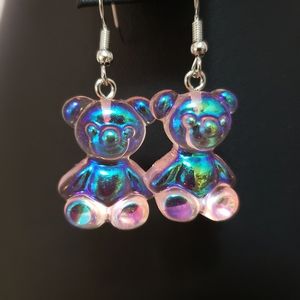 Pink Iridescent Gummy Bear Earrings